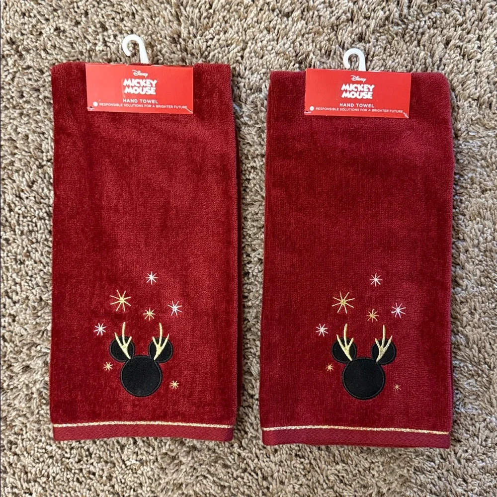 St. Nicholas Square Disney Mickey Mouse Set Of 2 Christmas Hand Towels